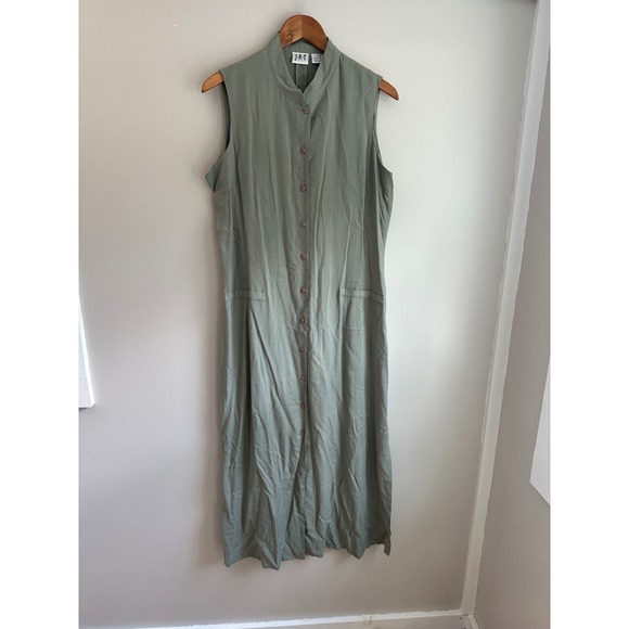 J.R.T Dresses & Skirts - JRT Silk Maxi Dress Womens 14 Sage Green EUC Sleeveless Button Down vintage 90's